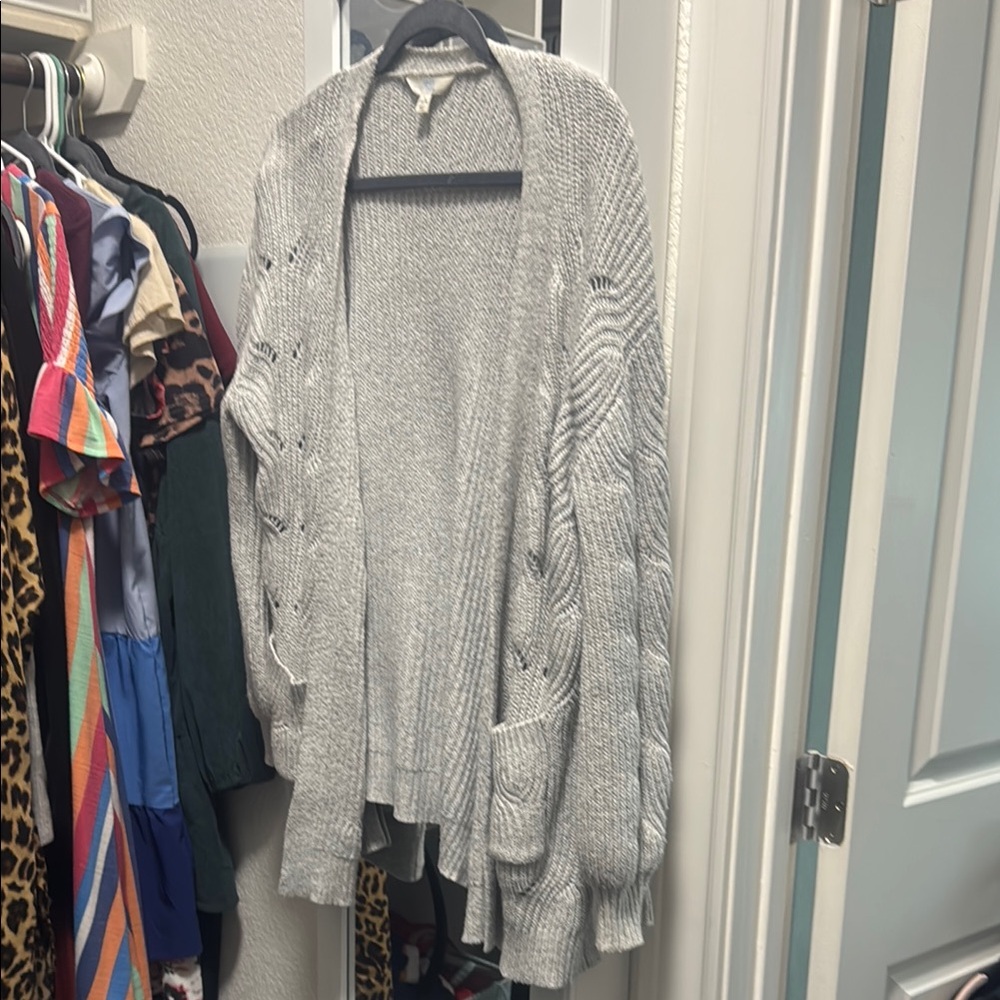 Time and Tru Gray Cardigan Sweater with Cozy Knit